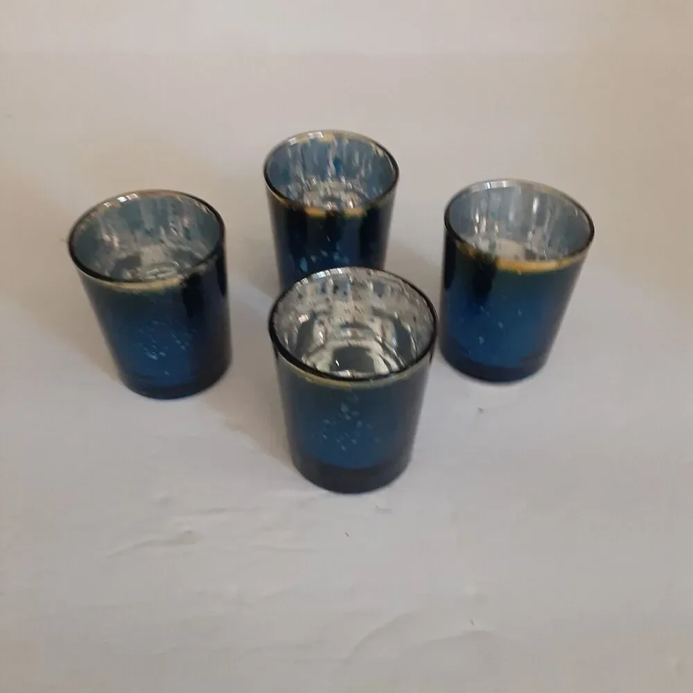 Kate Aspen Blue Mercury Votive Cup set 4 New Enchanting Ambiance